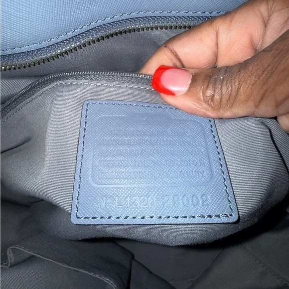 3FER Coach Light Blue Saffiano Leather Crossbody with Floral Print Accent - Picture 3 of 9